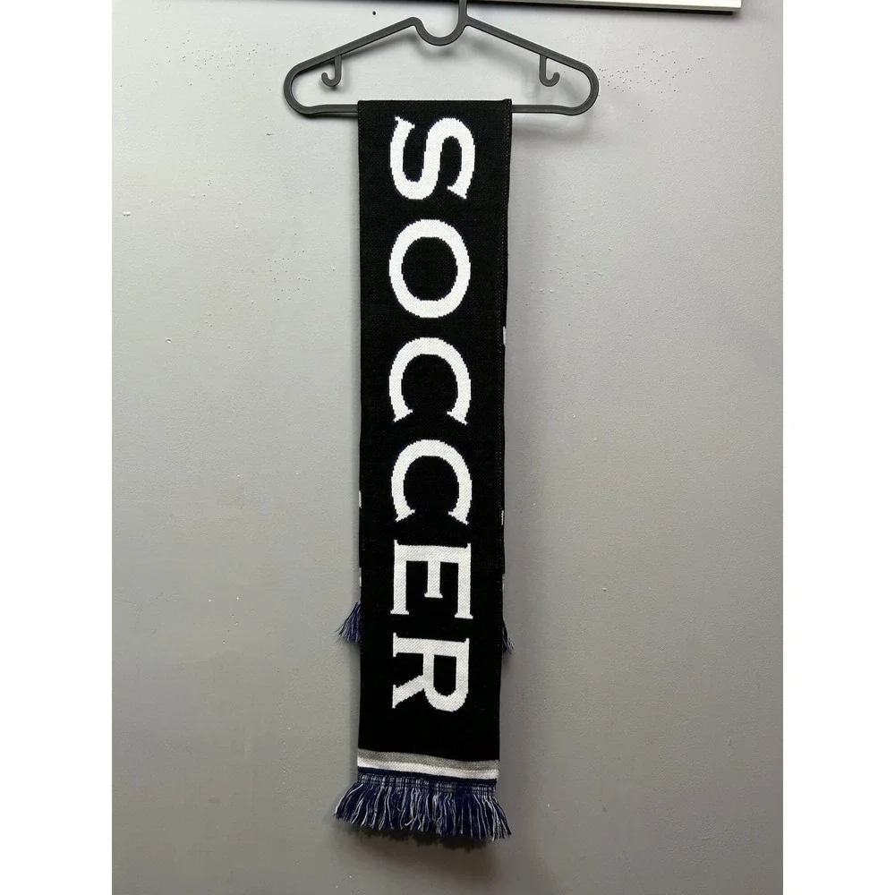 CASA Soccer Scarf Knit Acrylic Supporter Black White‎ Fringe Adult Fan
